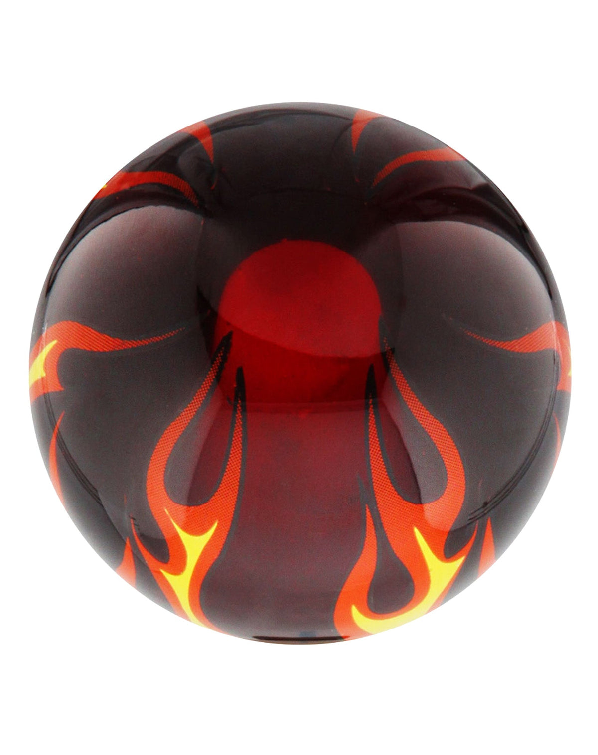 Burst of Flames Red Transparent Round Knob Cane w/ Custom Color Ash Shaft & Collar