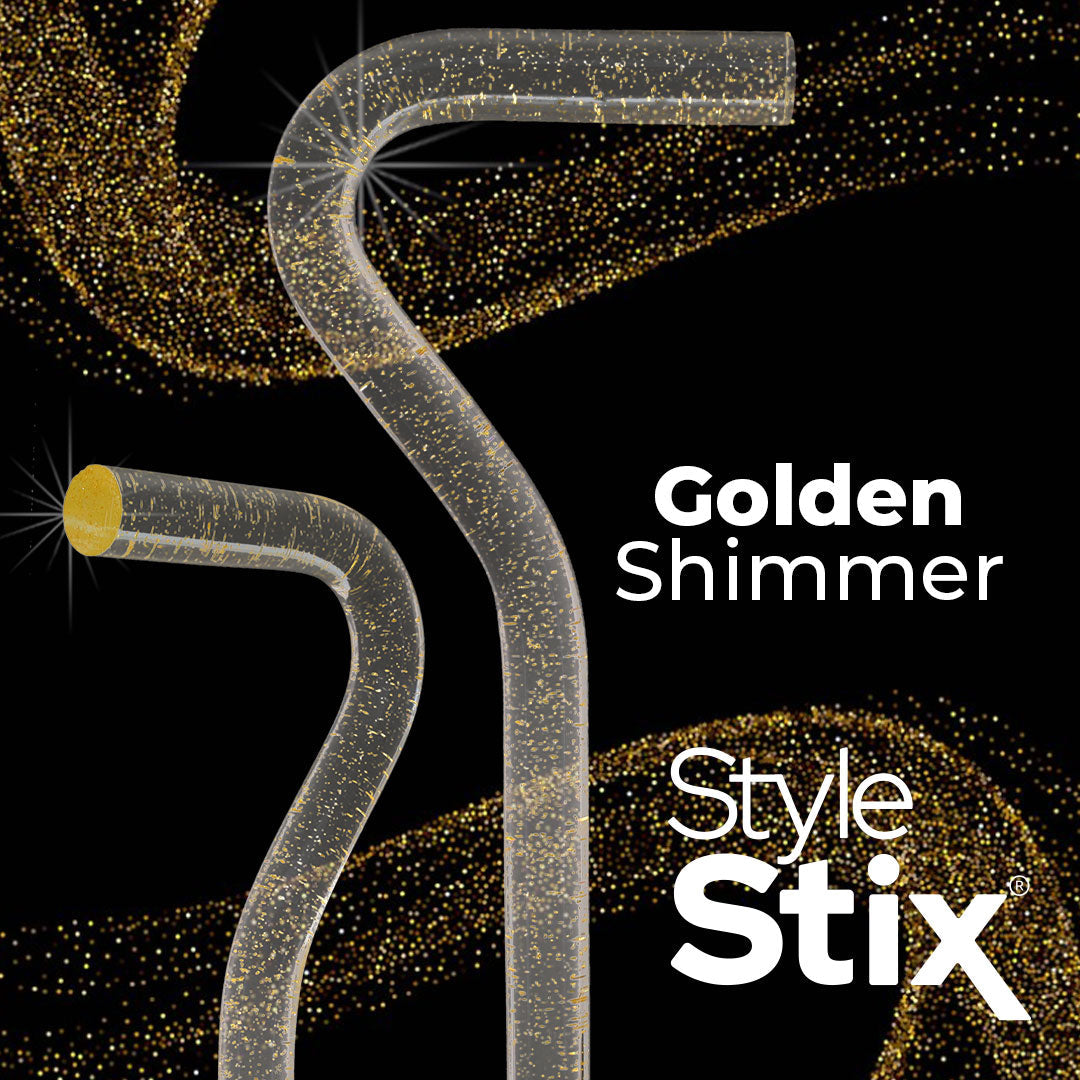 Golden Shimmer Cane: Gold Sparkles in Invisible Clear Shaft
