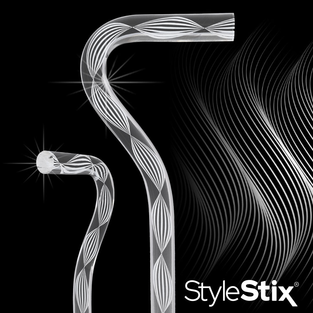 Alabaster Helix Cane: White Twists in Invisible Clear Shaft