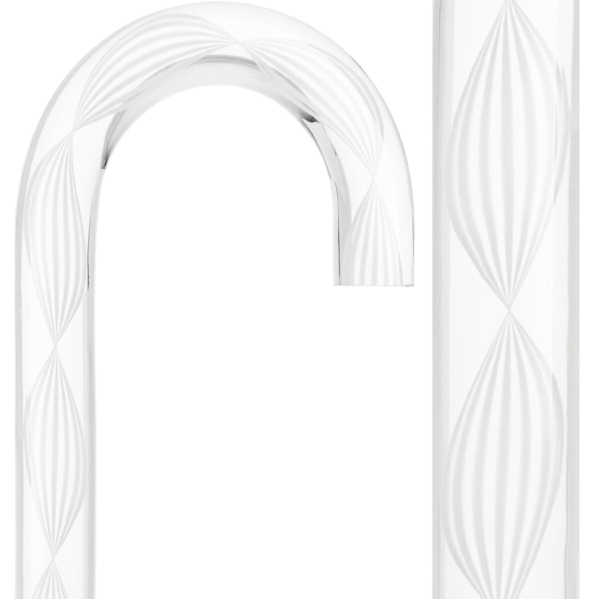 Alabaster Helix Cane: White Twists in Invisible Clear Shaft