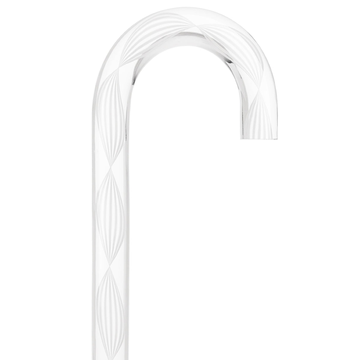 Alabaster Helix Cane: White Twists in Invisible Clear Shaft
