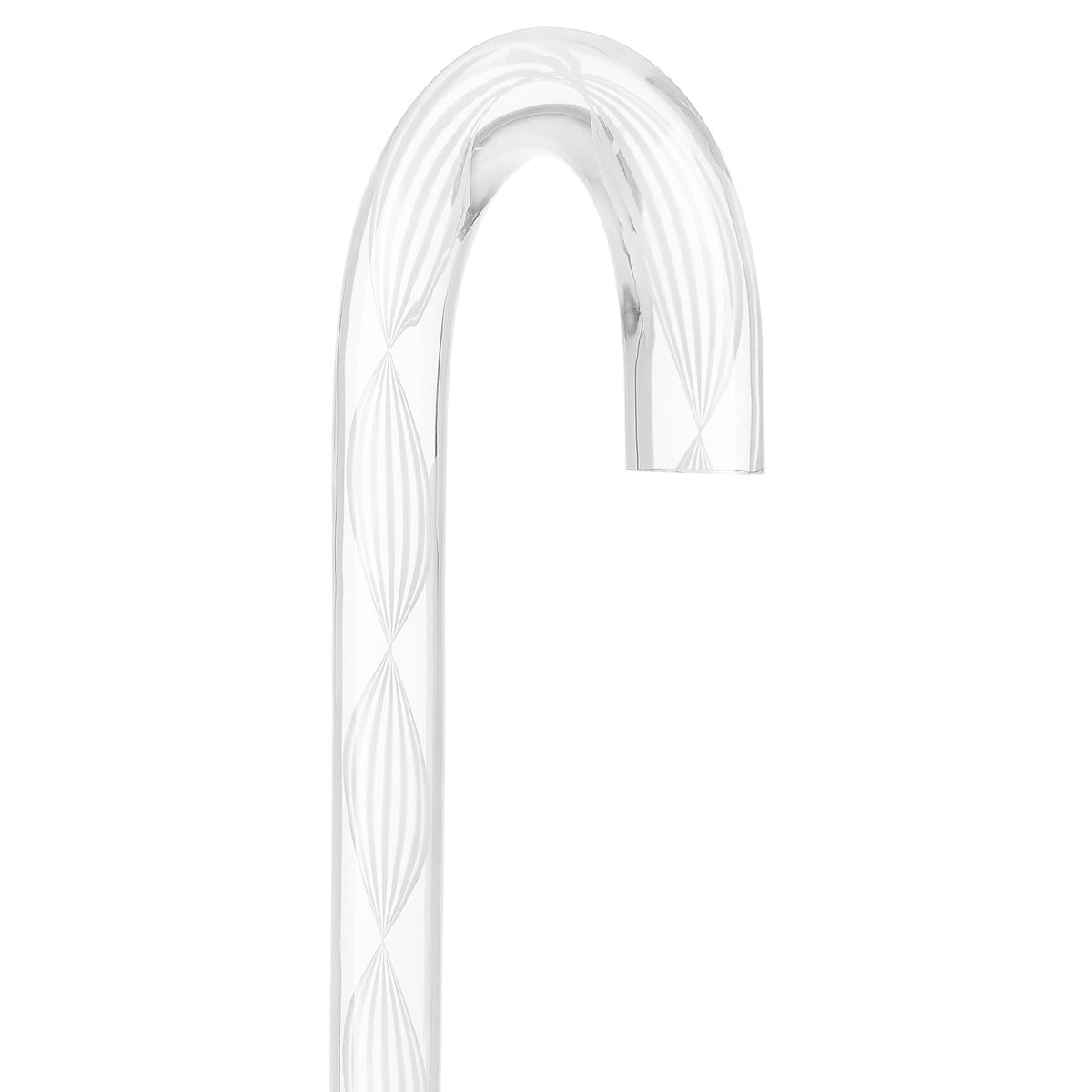 Alabaster Helix Cane: White Twists in Invisible Clear Shaft