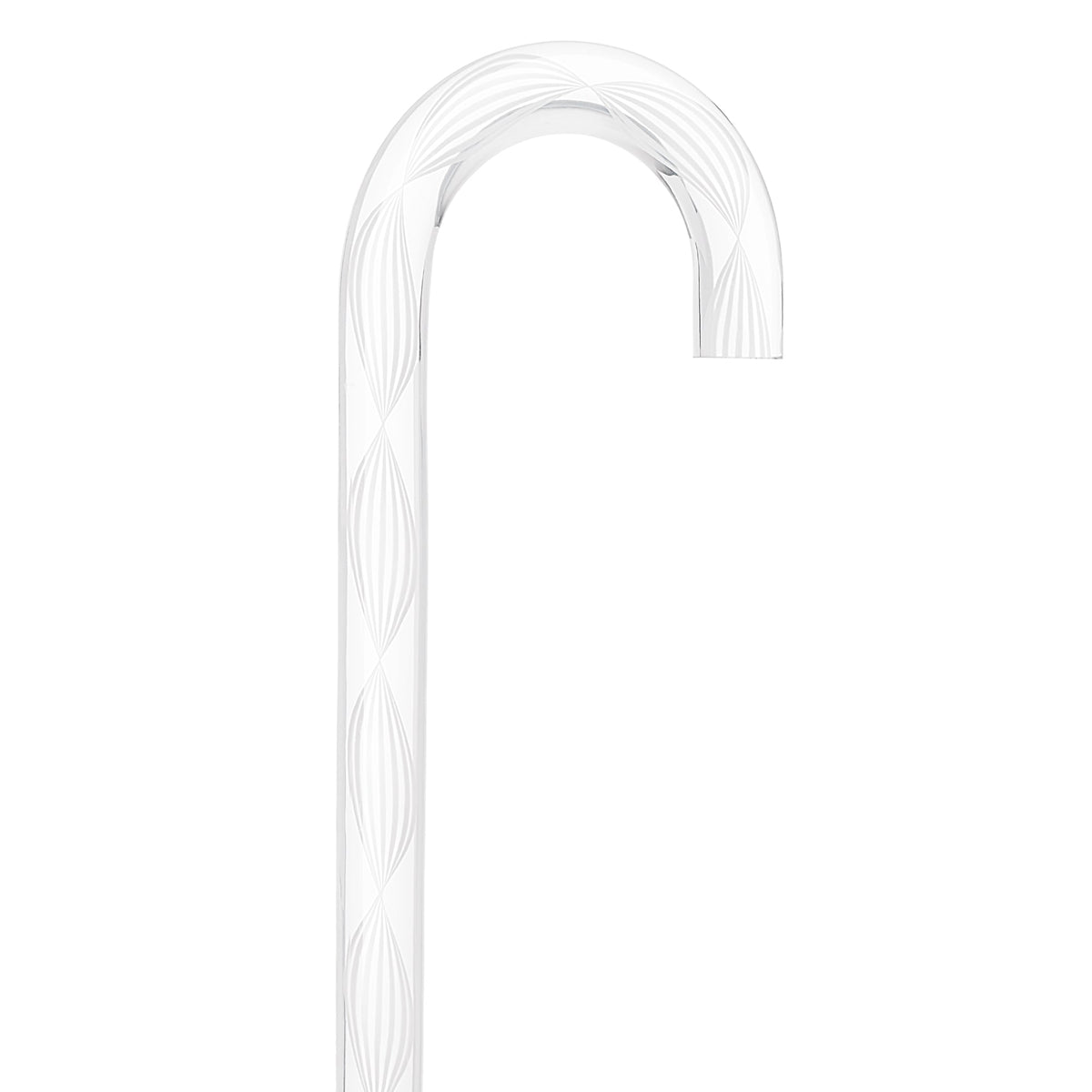Alabaster Helix Cane: White Twists in Invisible Clear Shaft