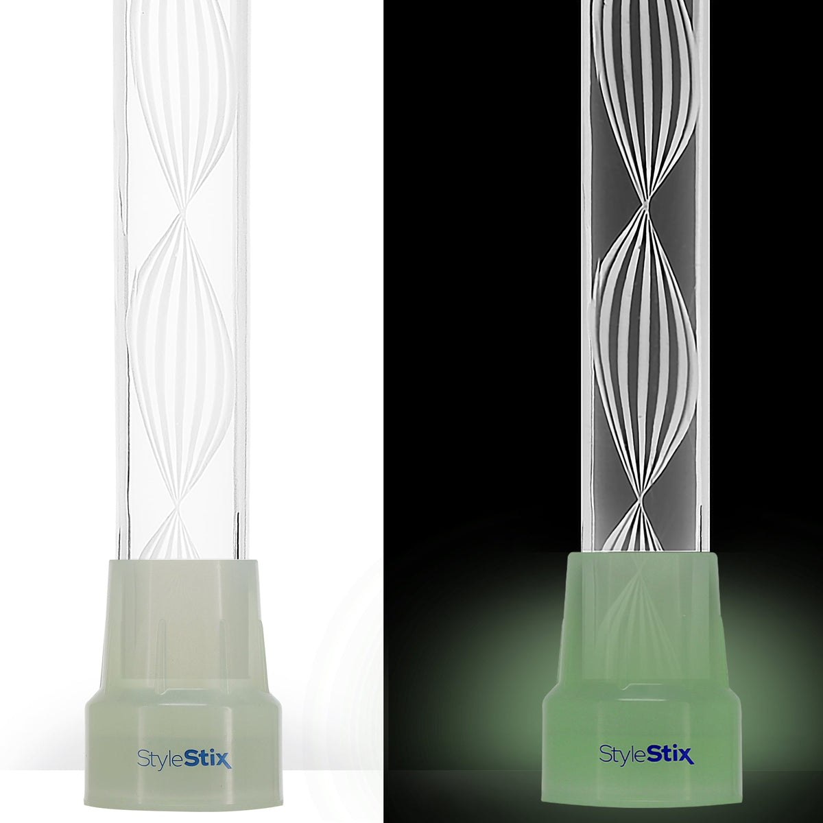 Alabaster Helix Cane: White Twists in Invisible Clear Shaft