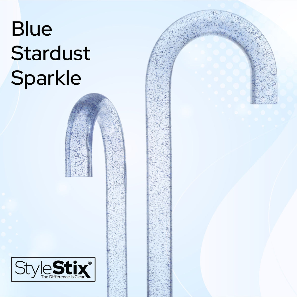 Blue Stardust Sparkle Cane: Blue Sparkles in Invisible Clear Shaft