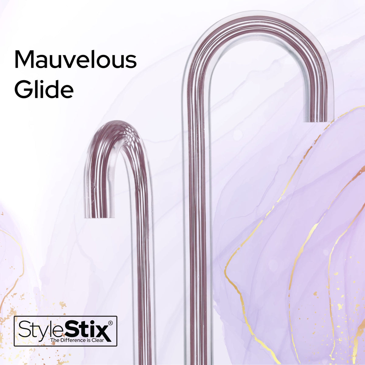Mauvelous Glide Cane: Mauve Violet Lines in Invisible Clear Shaft
