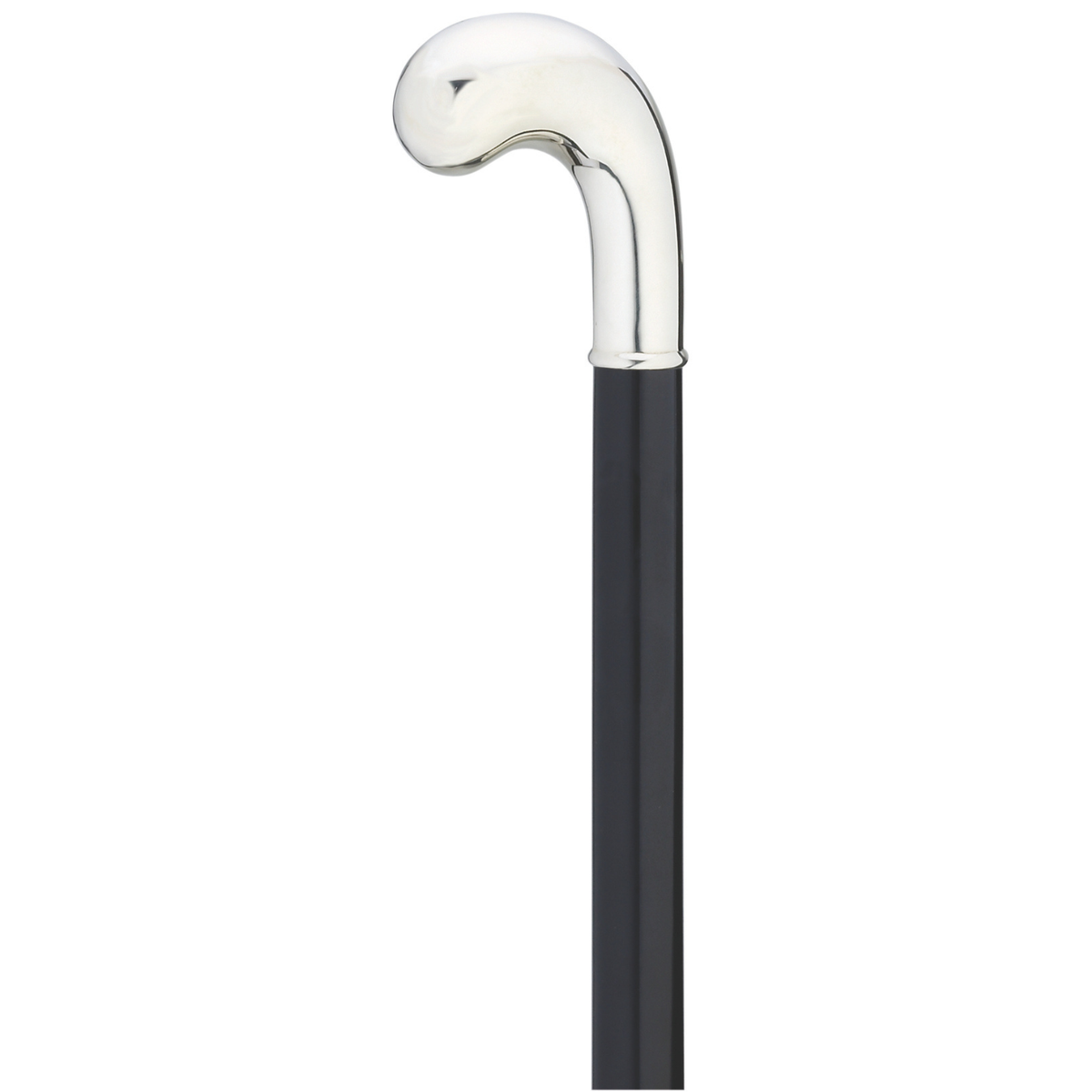 Elegant German Alpaca Golf Style Handle Walking Stick, Black Maple Shaft