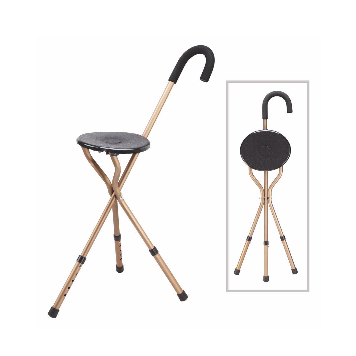 Adjustable Tri-Leg Seat Cane with Foam Handle - Supports 200lbs