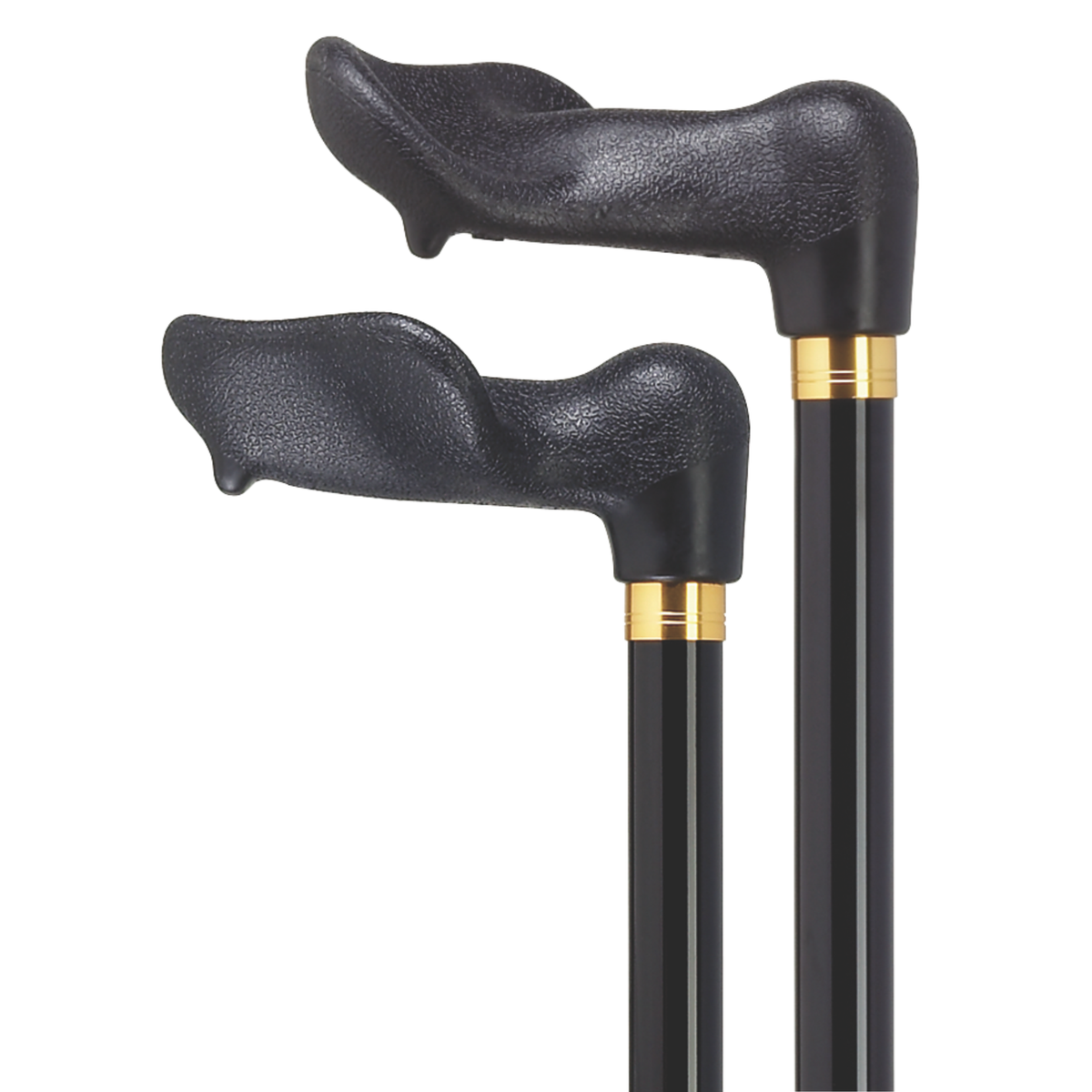 Adjustable Left-Hand Walking Cane with Molded Grip Handle - Black