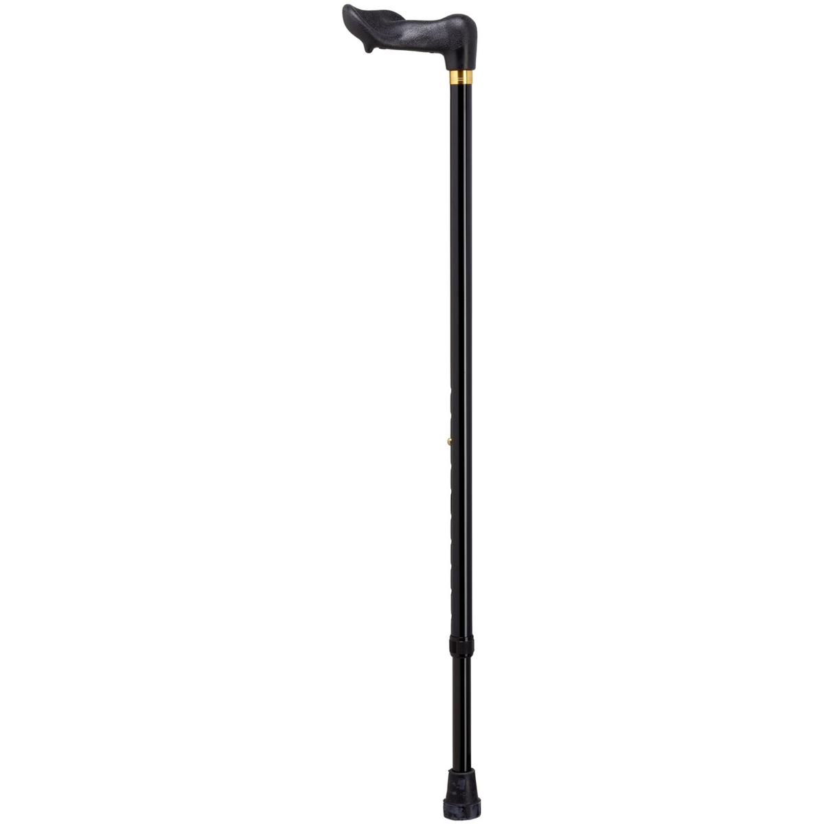 Adjustable Left-Hand Walking Cane with Molded Grip Handle - Black
