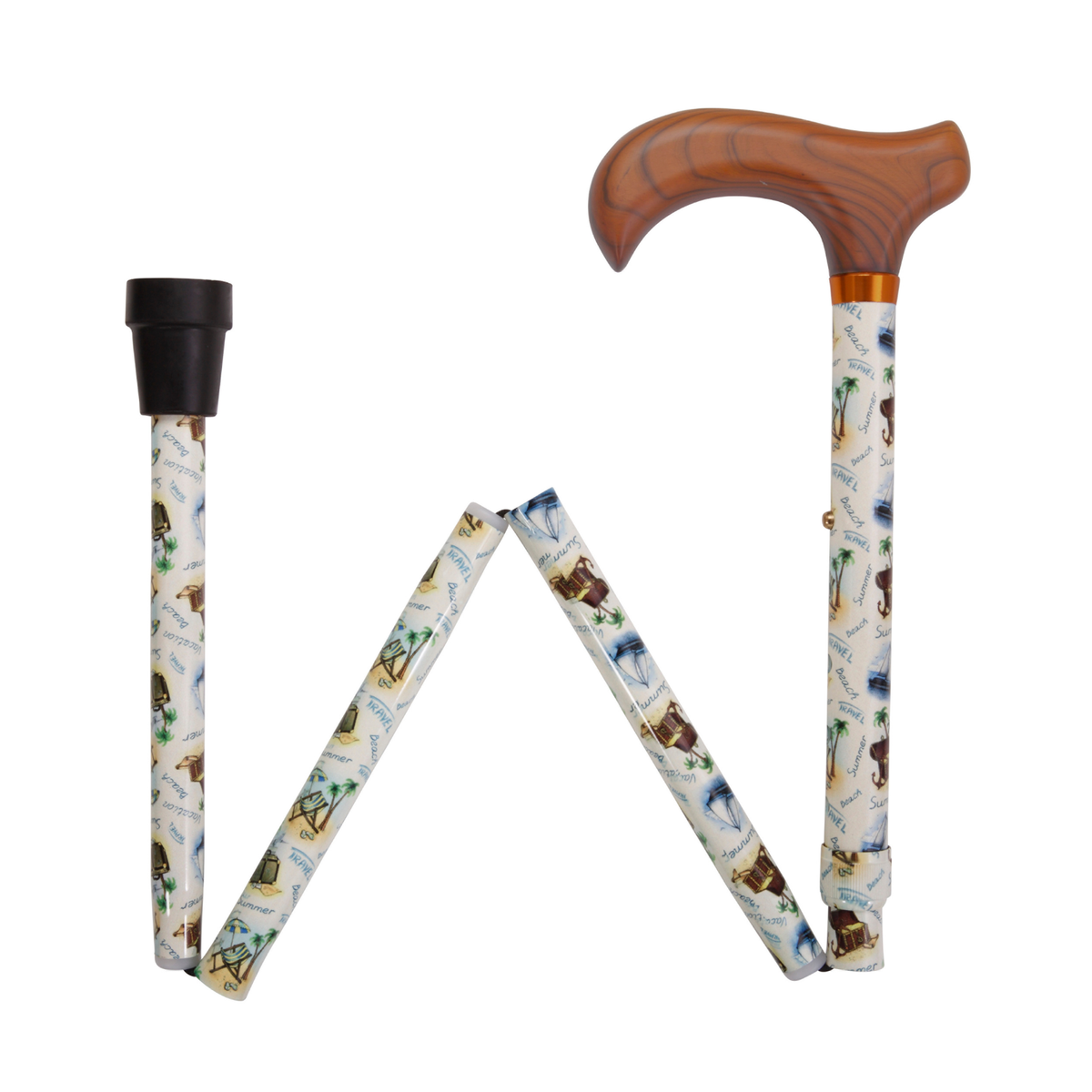 Traveler's Folding Support Cane, Adjustable & Portable and Stable