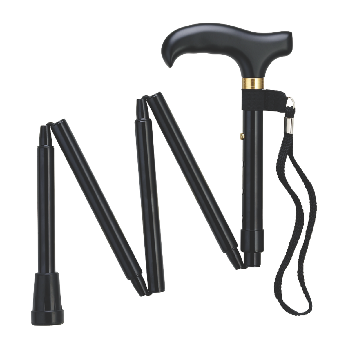 Compact Ladies Folding Cane - Adjustable Aluminum, Wood-Style Handle