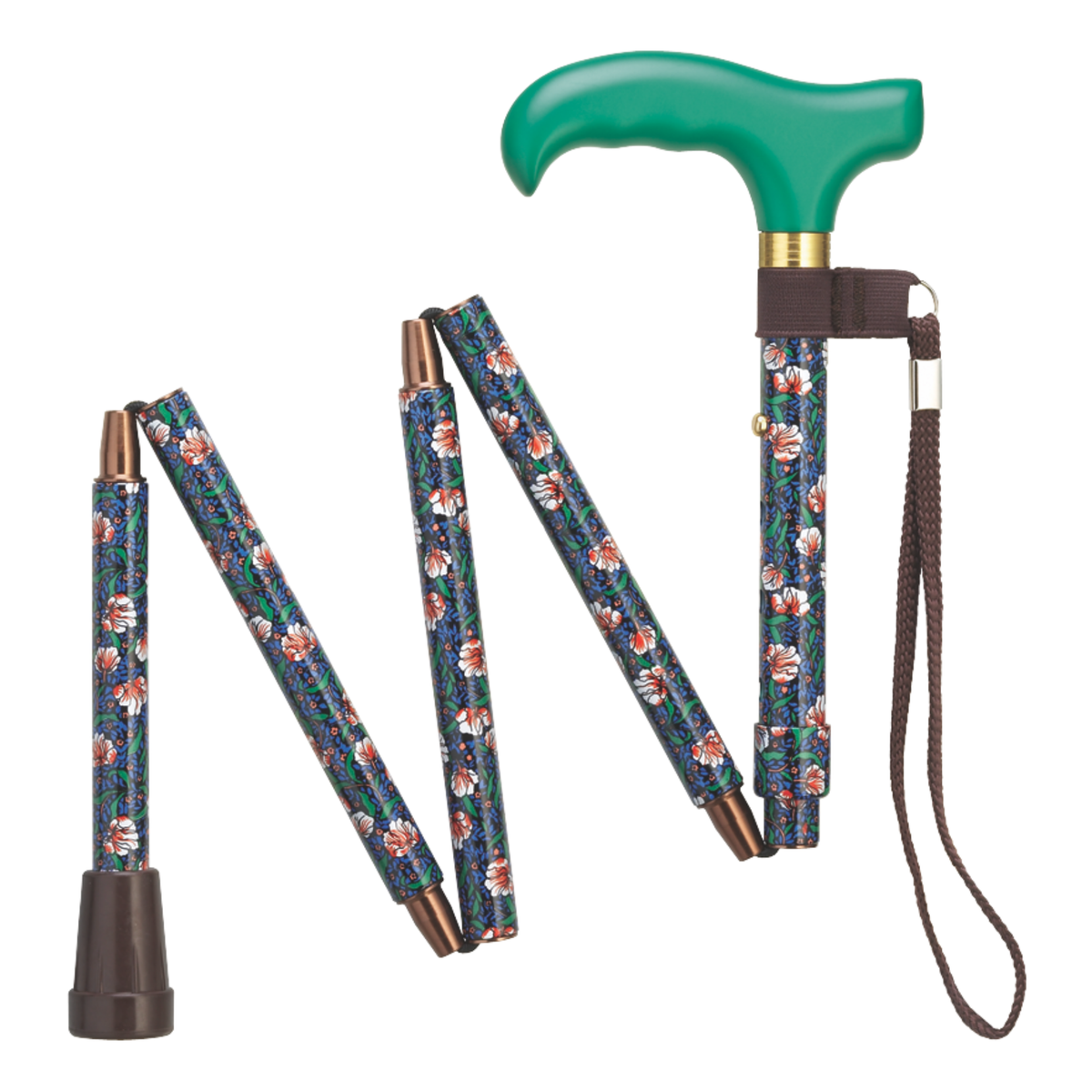 Compact Ladies Folding Cane - Adjustable Aluminum, Wood-Style Handle