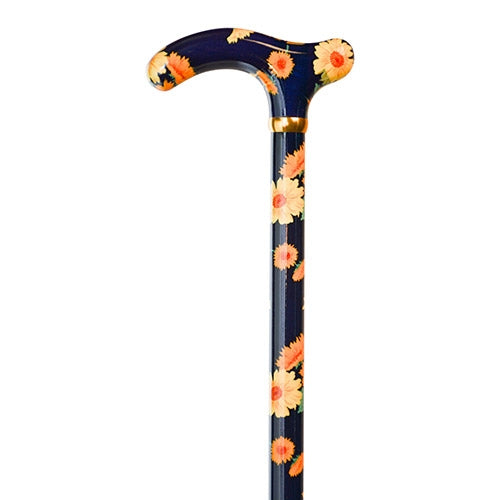 Sunflower Walking Cane with Derby Handle & Brass Accents 35.5