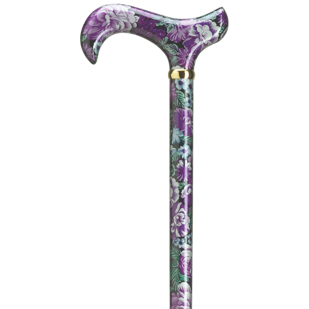 Purple Pansie Floral Derby Cane, 36 Gloss Wood, Style and Support