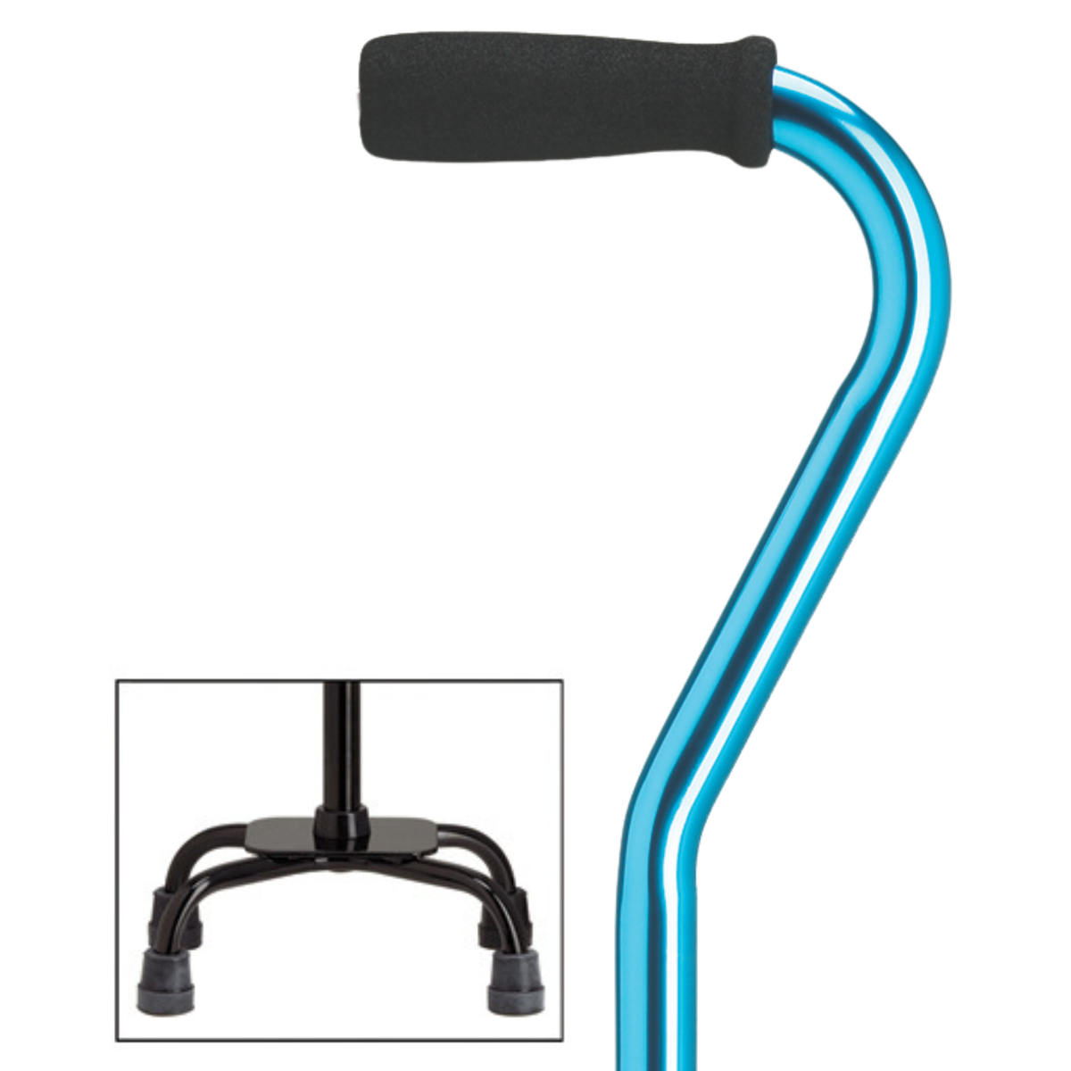 Premium Compact Quad Cane with Offset Handle, Support and Stability, Adjustable