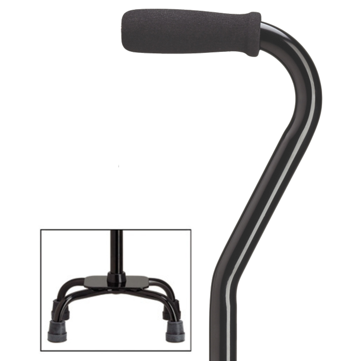 Premium Compact Quad Cane with Offset Handle, Support and Stability, Adjustable
