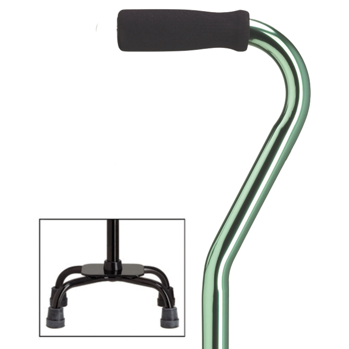 Premium Compact Quad Cane with Offset Handle, Support and Stability, Adjustable