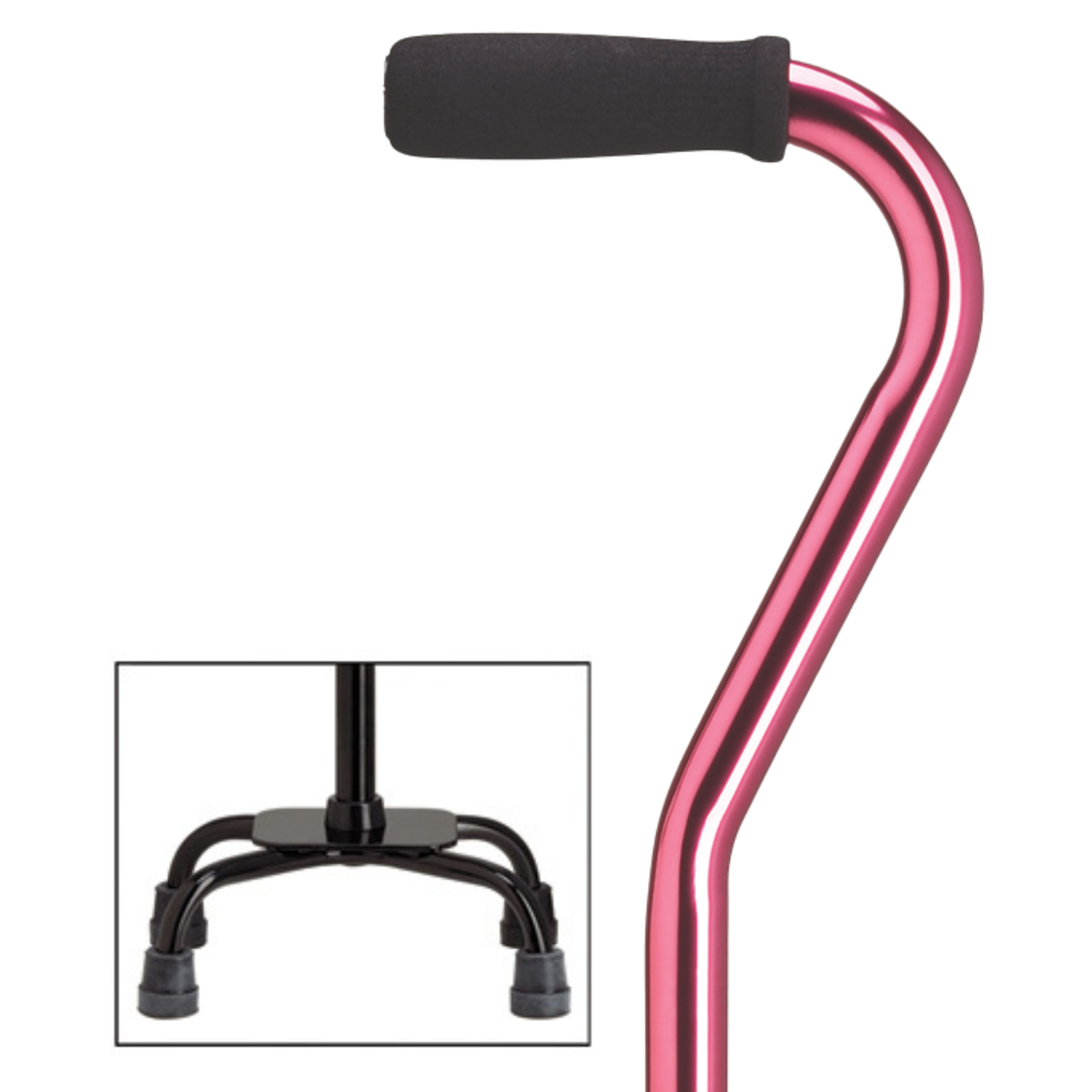 Premium Compact Quad Cane with Offset Handle, Support and Stability, Adjustable