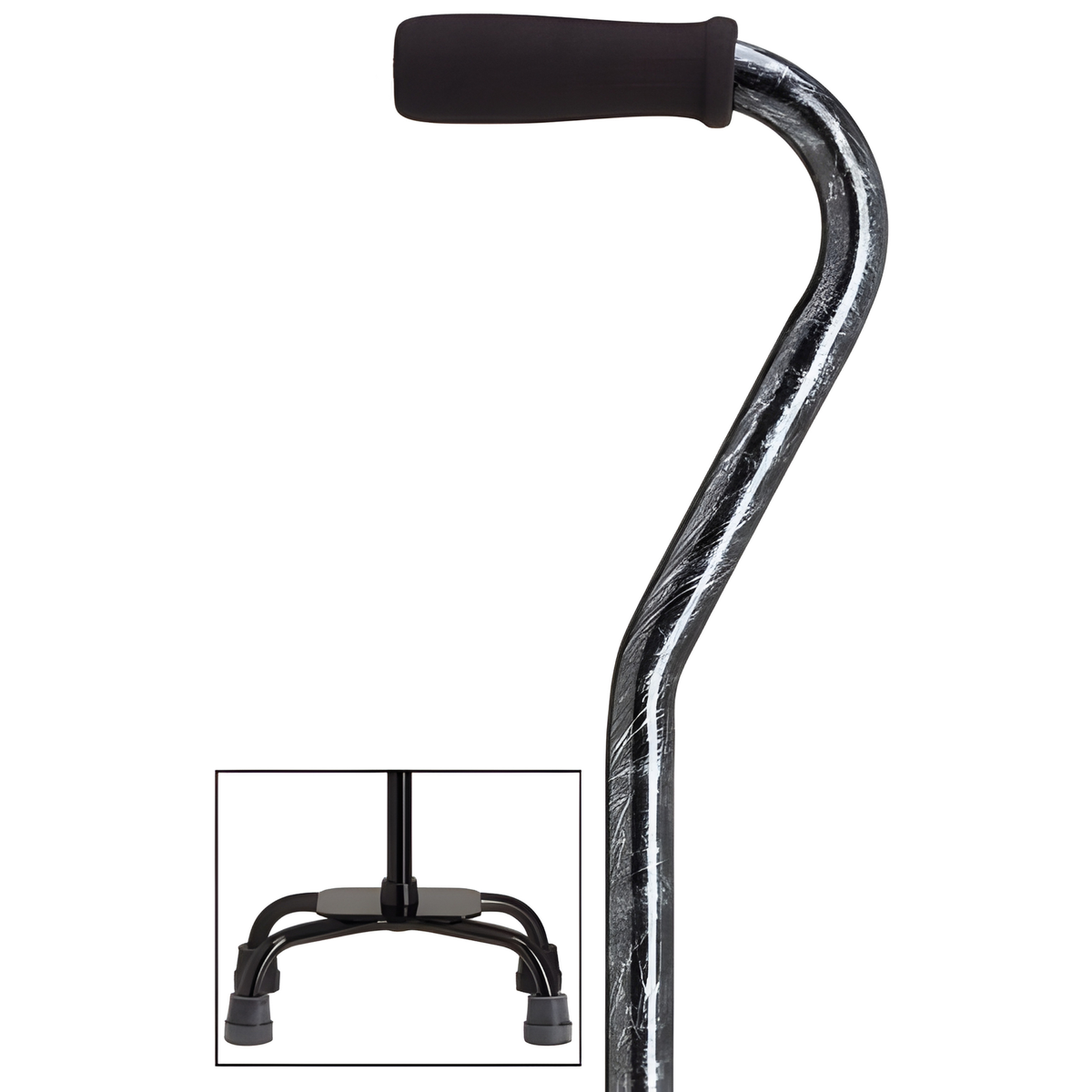 Sturdy Balance Quad Cane with Adjustable Height & Secure Grip