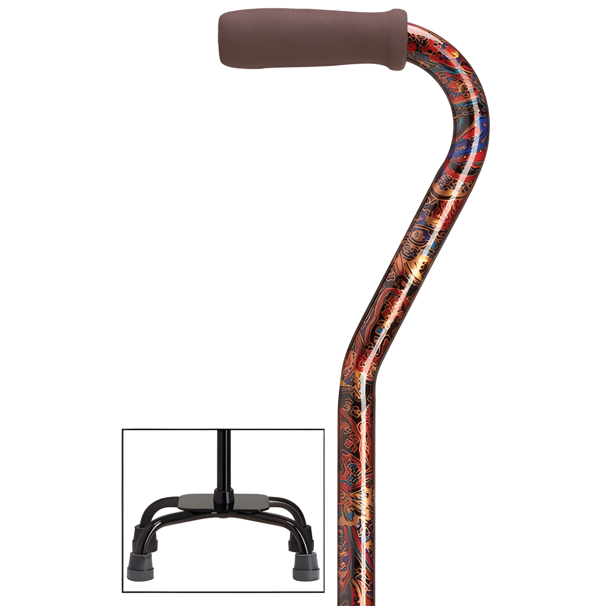 Sturdy Balance Quad Cane with Adjustable Height & Secure Grip