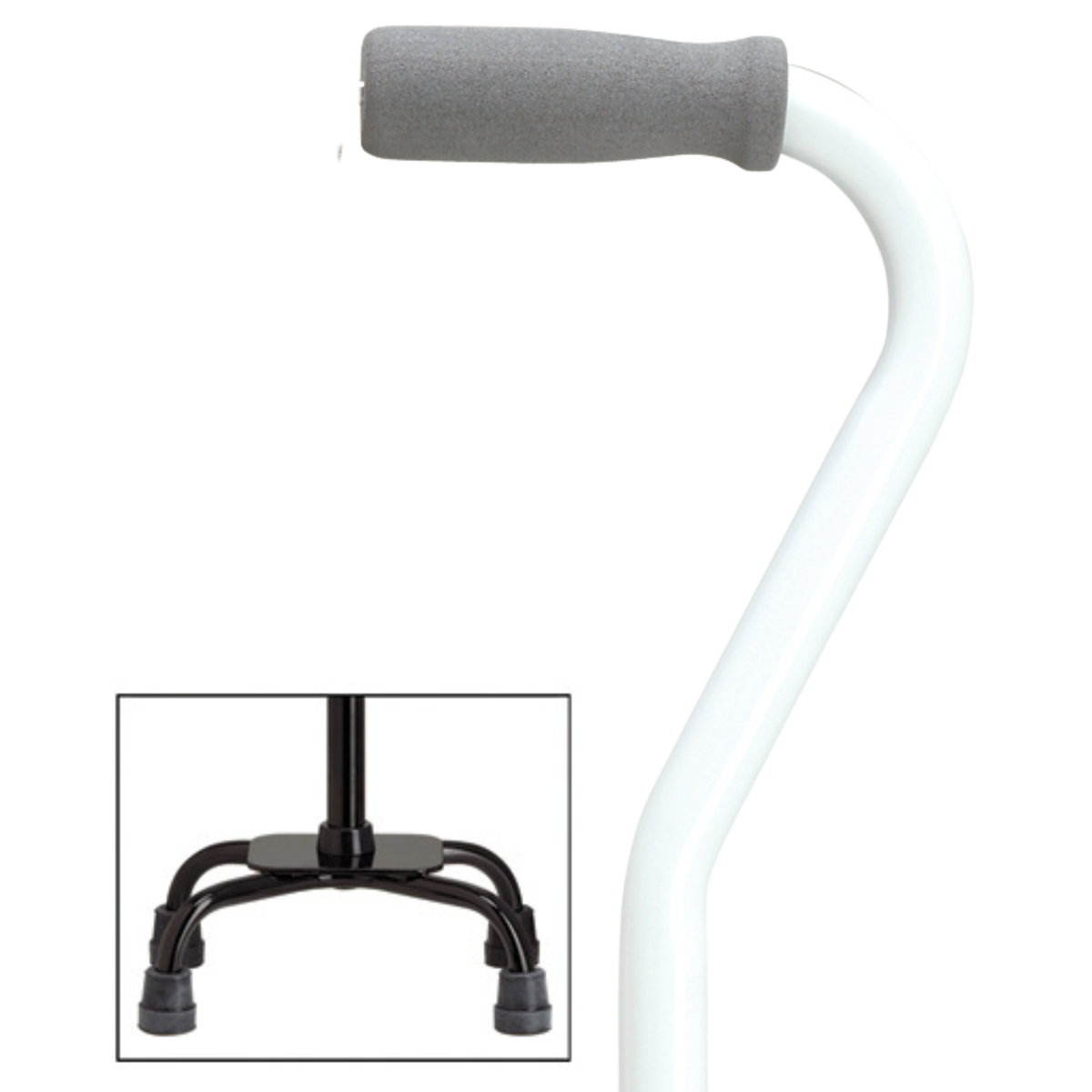 Premium Compact Quad Cane with Offset Handle, Support and Stability, Adjustable