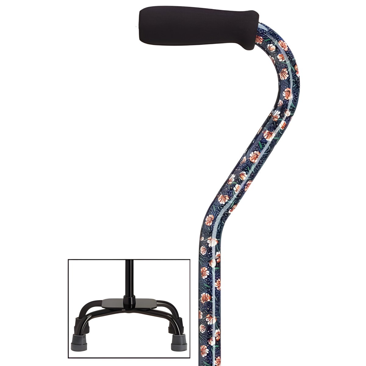 Sturdy Balance Quad Cane with Adjustable Height & Secure Grip