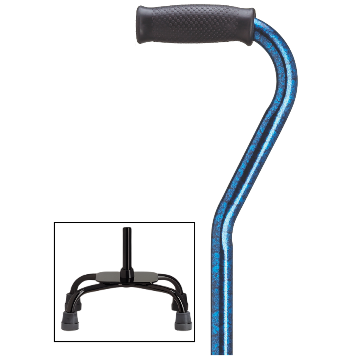 Adjustable Quad Cane with Offset Handle - 5 Colors