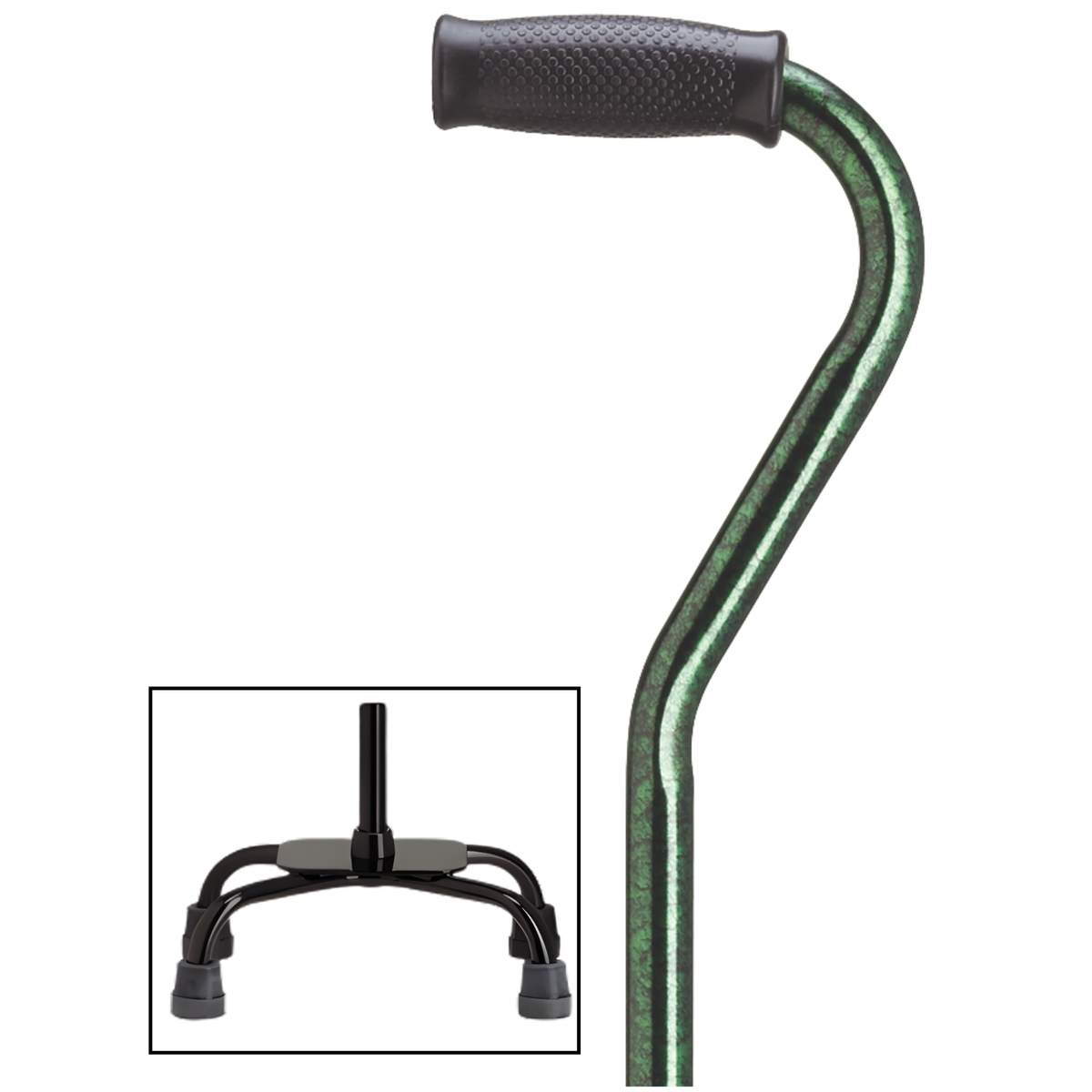Adjustable Quad Cane with Offset Handle - 5 Colors