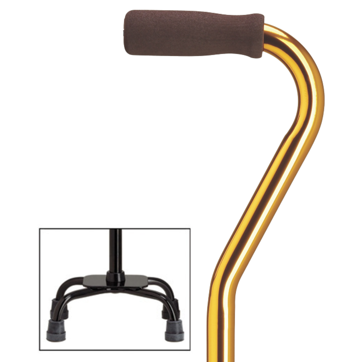 Premium Compact Quad Cane with Offset Handle, Support and Stability, Adjustable