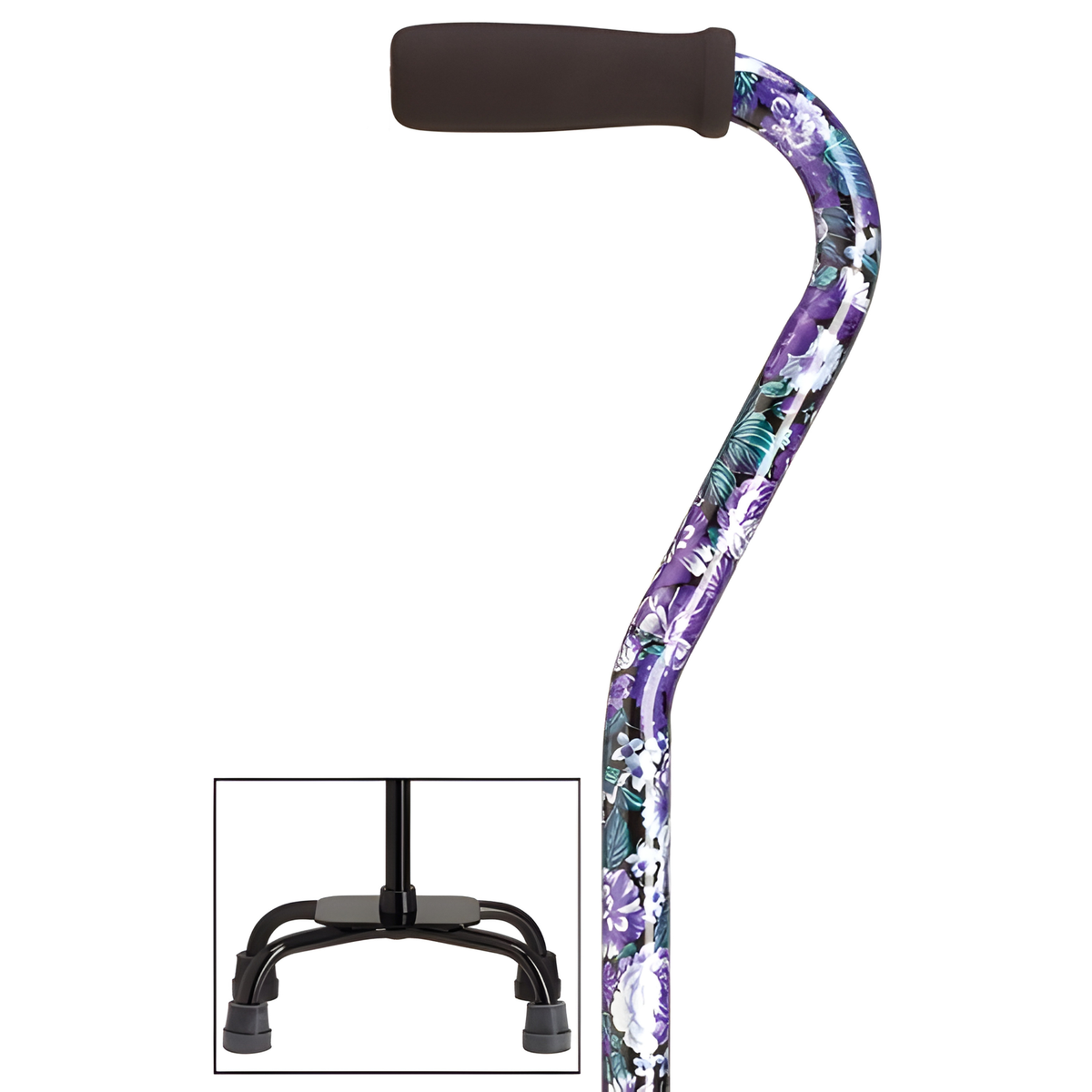 Sturdy Balance Quad Cane with Adjustable Height & Secure Grip