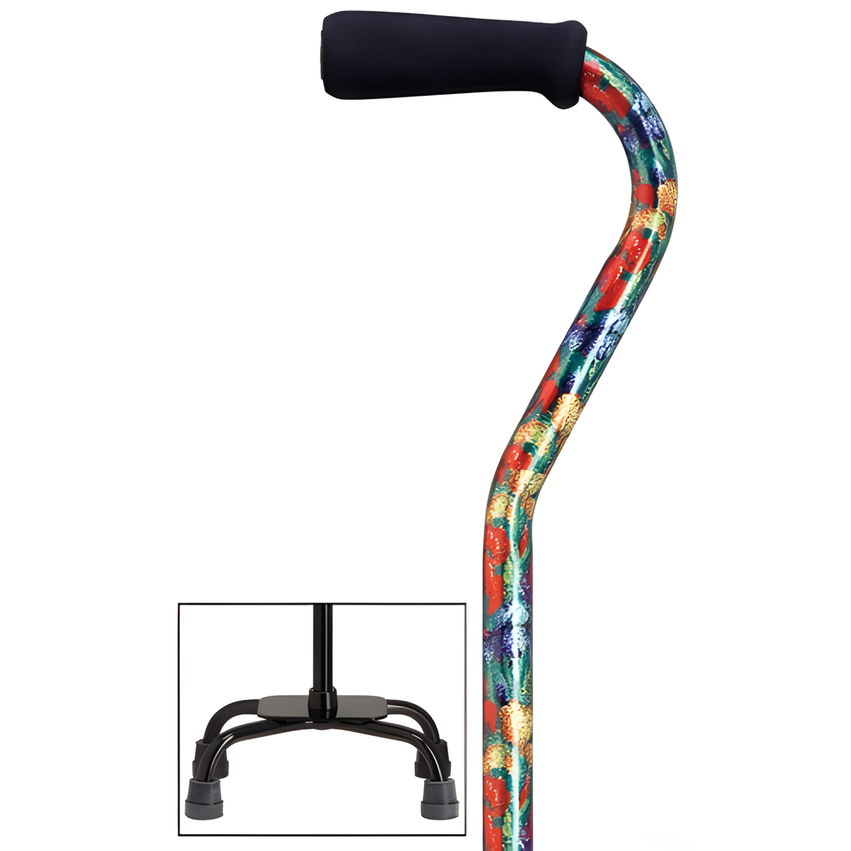 Sturdy Balance Quad Cane with Adjustable Height & Secure Grip
