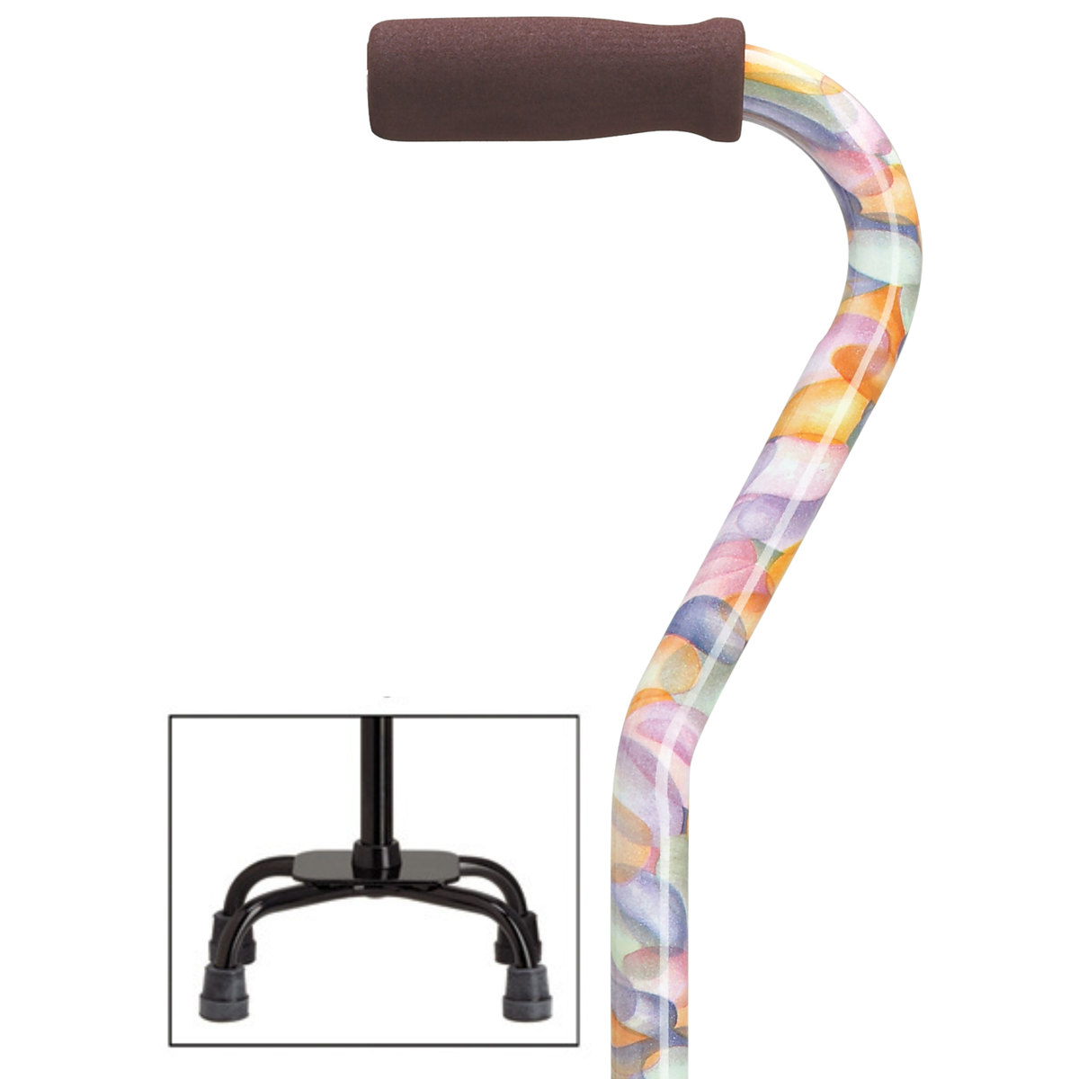 Adjustable Stability Walking Cane with Ergonomic Handle & Secure Grip - Large Base Quad Cane