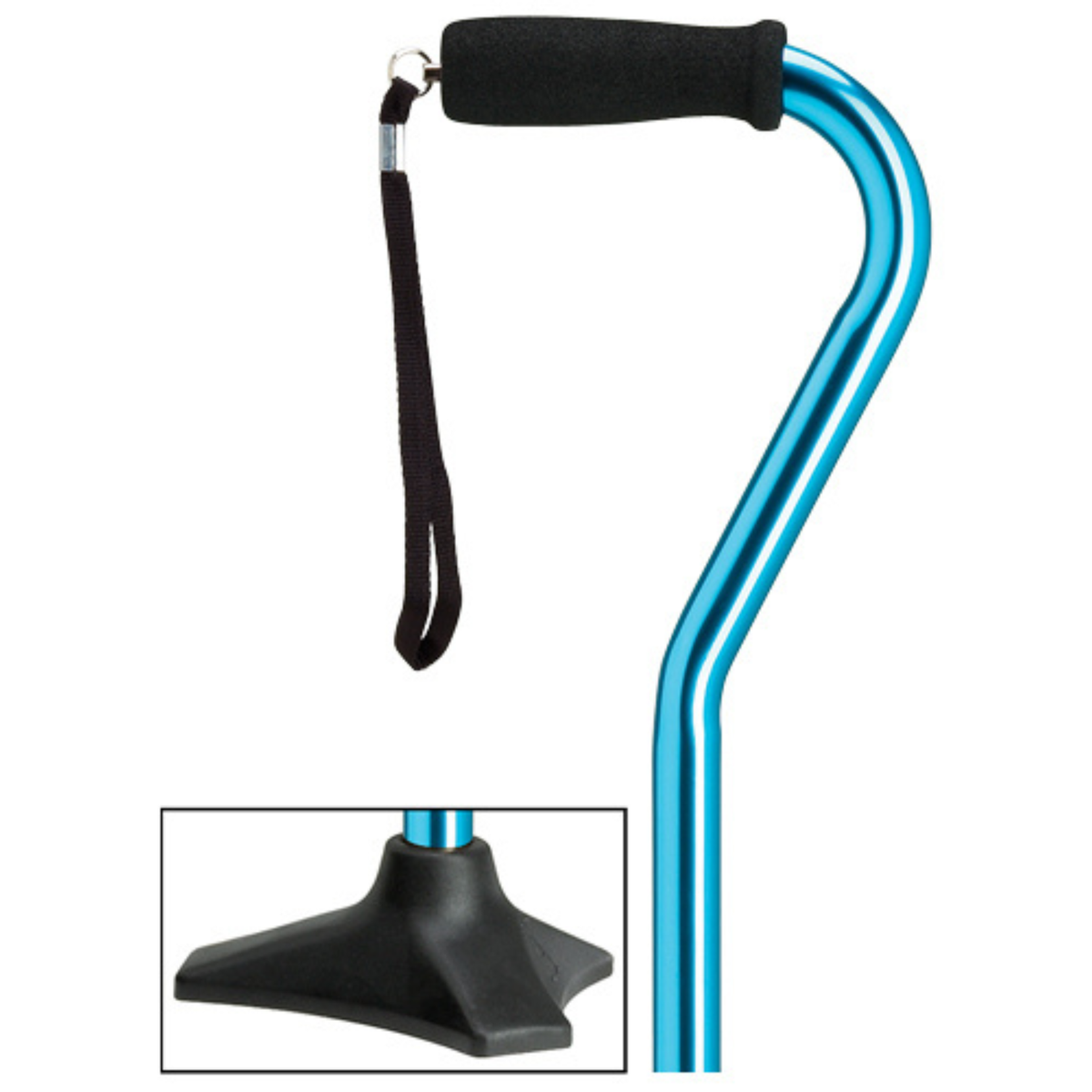 Self-Standing Aluminum Walking Cane with Hypalon Grip & Wrist Strap