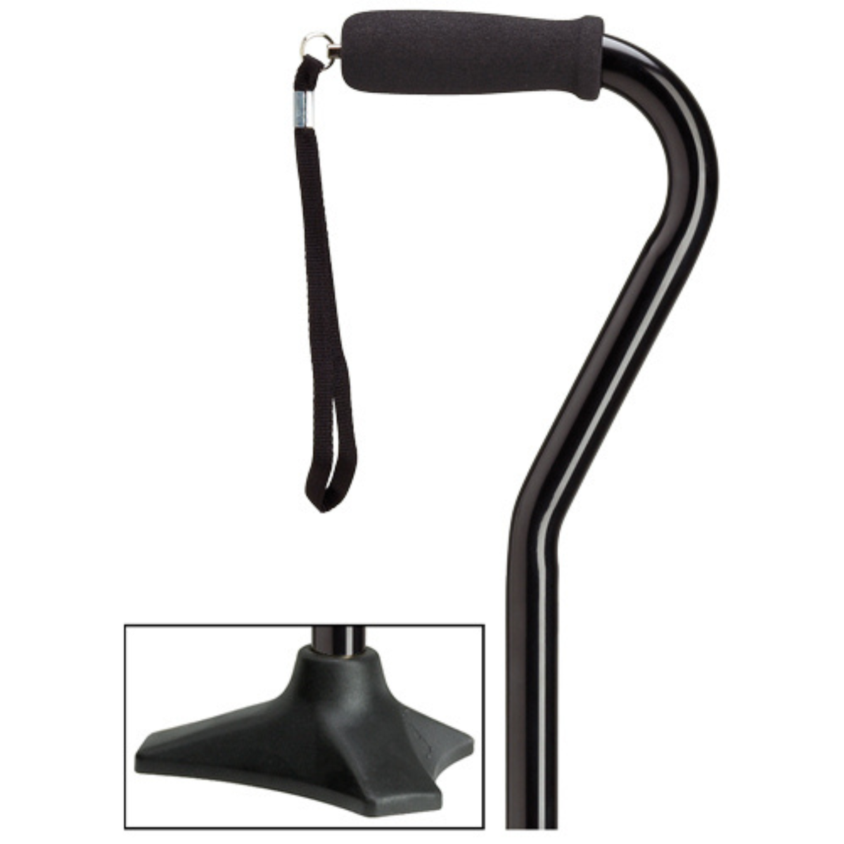 Self-Standing Aluminum Walking Cane with Hypalon Grip & Wrist Strap