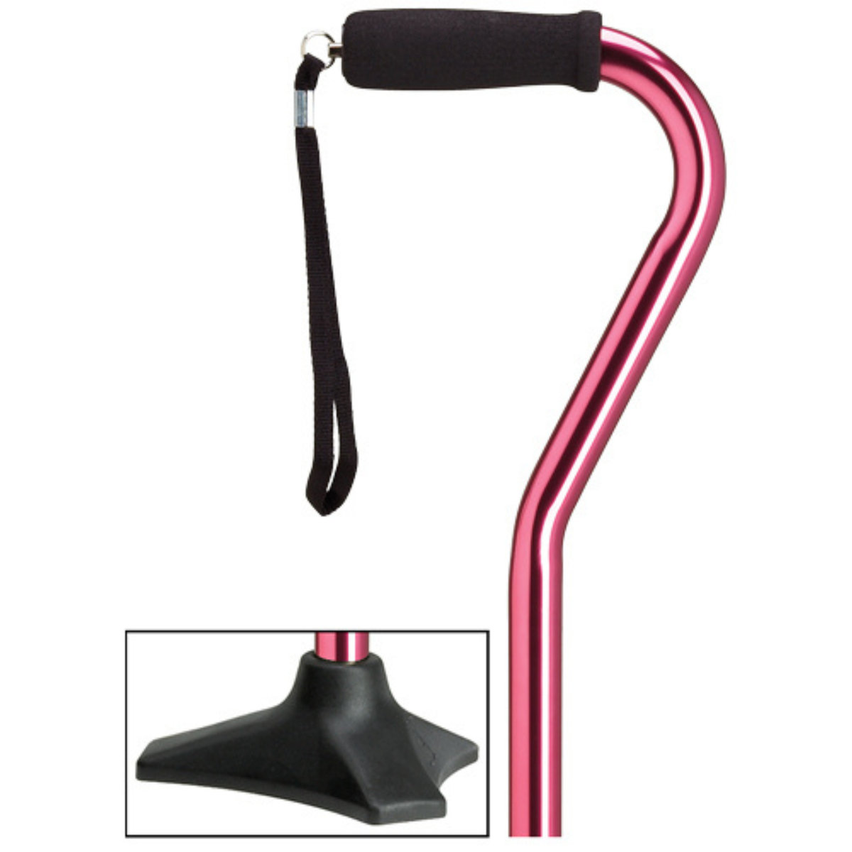 Self-Standing Aluminum Walking Cane with Hypalon Grip & Wrist Strap