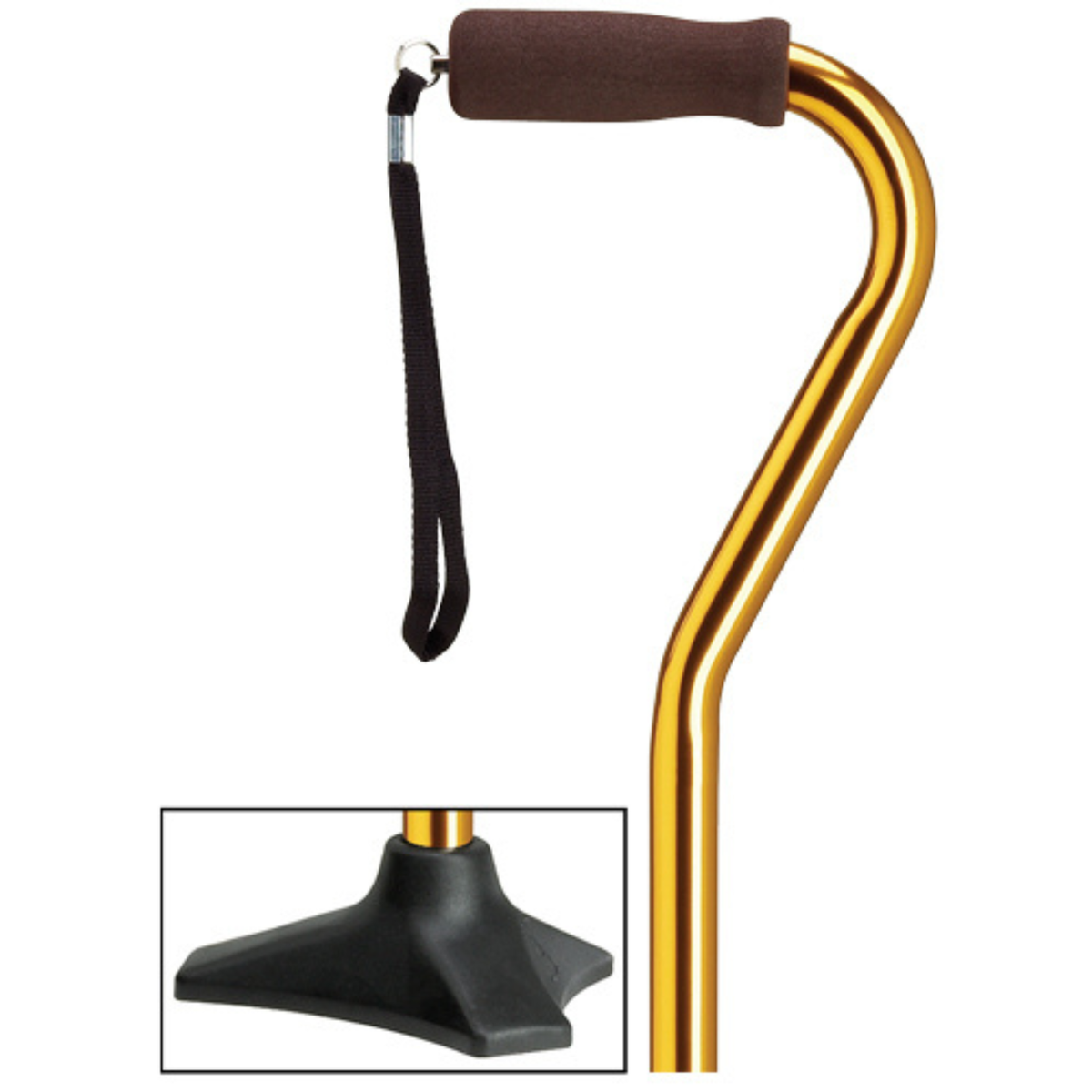 Self-Standing Aluminum Walking Cane with Hypalon Grip & Wrist Strap
