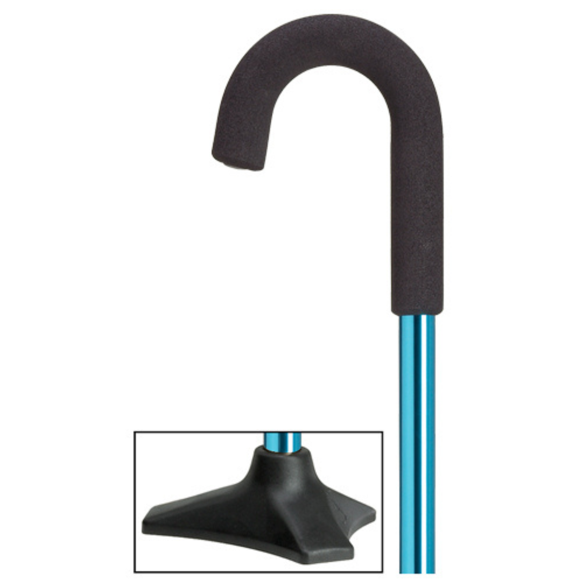 Comfort Grip Adjustable Foam Padded Cane with Stable Base
