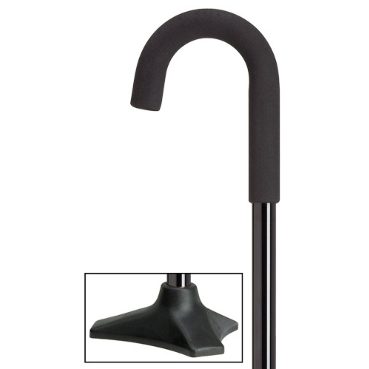 Comfort Grip Adjustable Foam Padded Cane with Stable Base