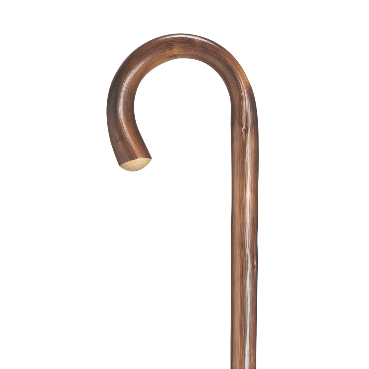Rustic Chestnut Crook Walking Cane - Lightweight & Durable Support