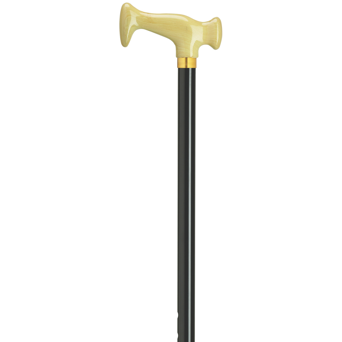 Adjustable Ivory Acrylic-Handled Walking Cane with Brass Accent
