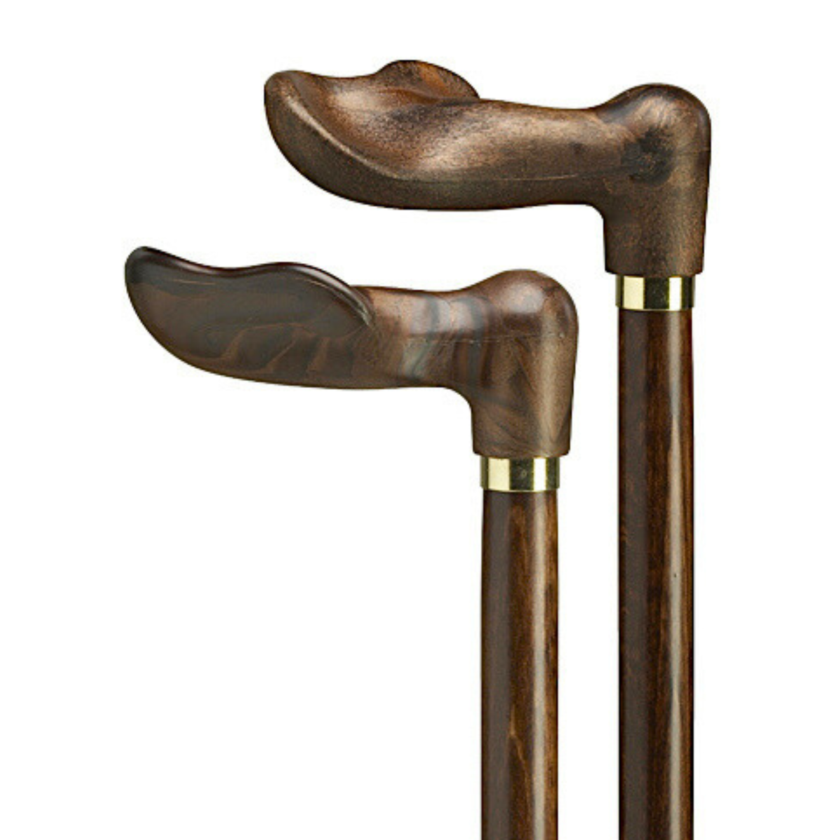Elegant Spanish Wood Grain Walking Cane with Brass Accent, 36 Shaft