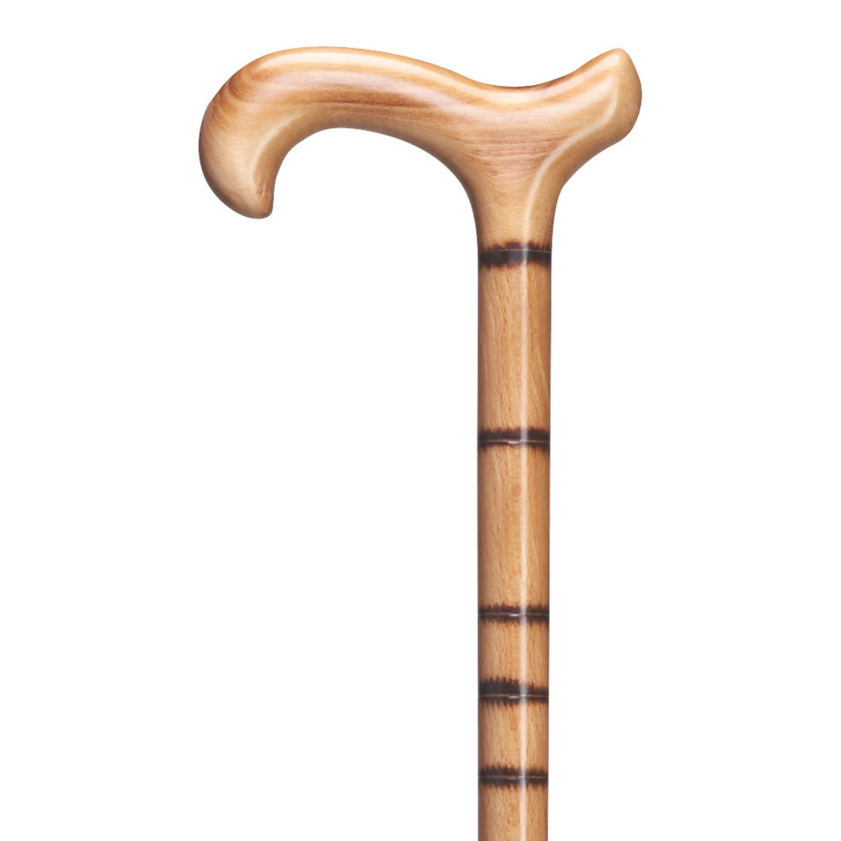 German Men's Bamboo-Stepped Beech Wood Derby Cane - 36 Stylish Finish