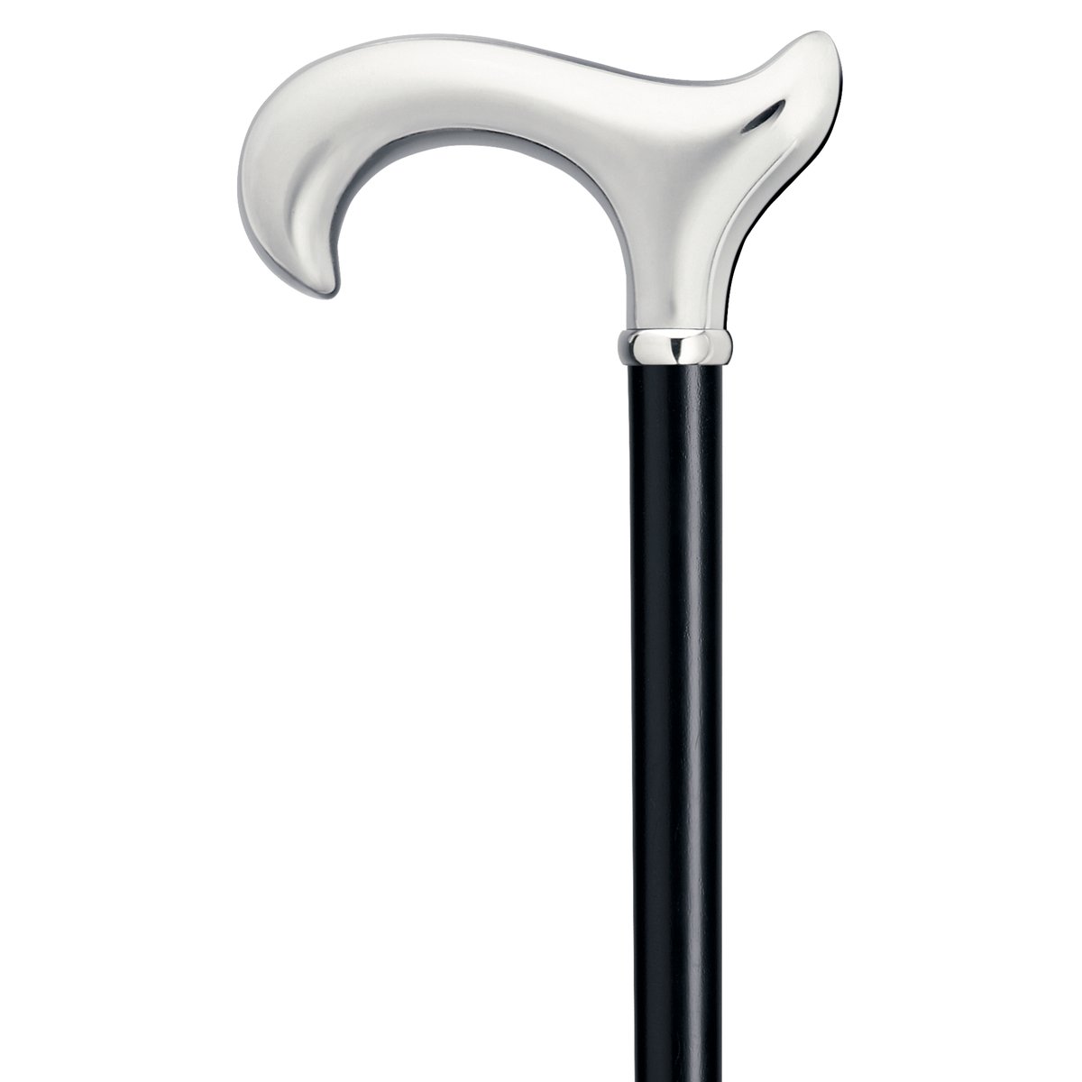 Elegant Chrome Derby Walking Stick – 36” Black Hardwood Shaft