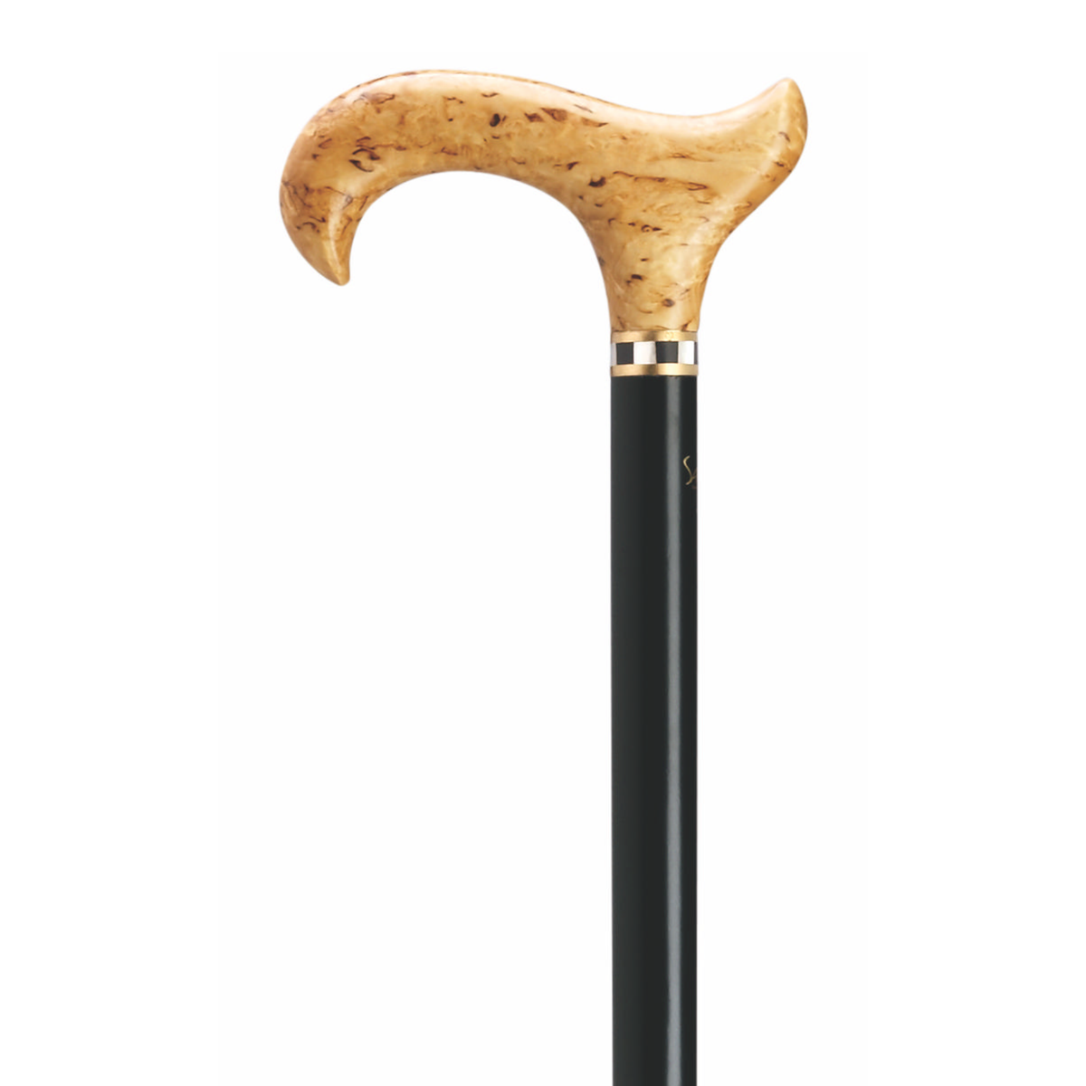 Swedish Birch Luxe Ladies Cane - Elegant Derby Handle & Pearl Inlay