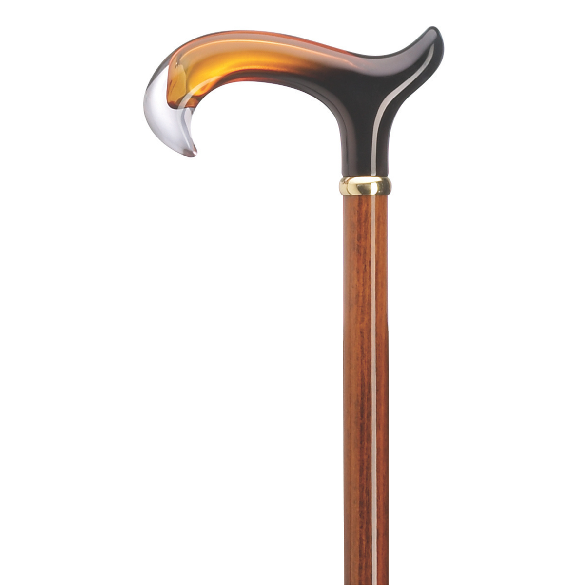 Elegant Amber Acrylic Derby Handle Cane with Cherry Stained Shaft