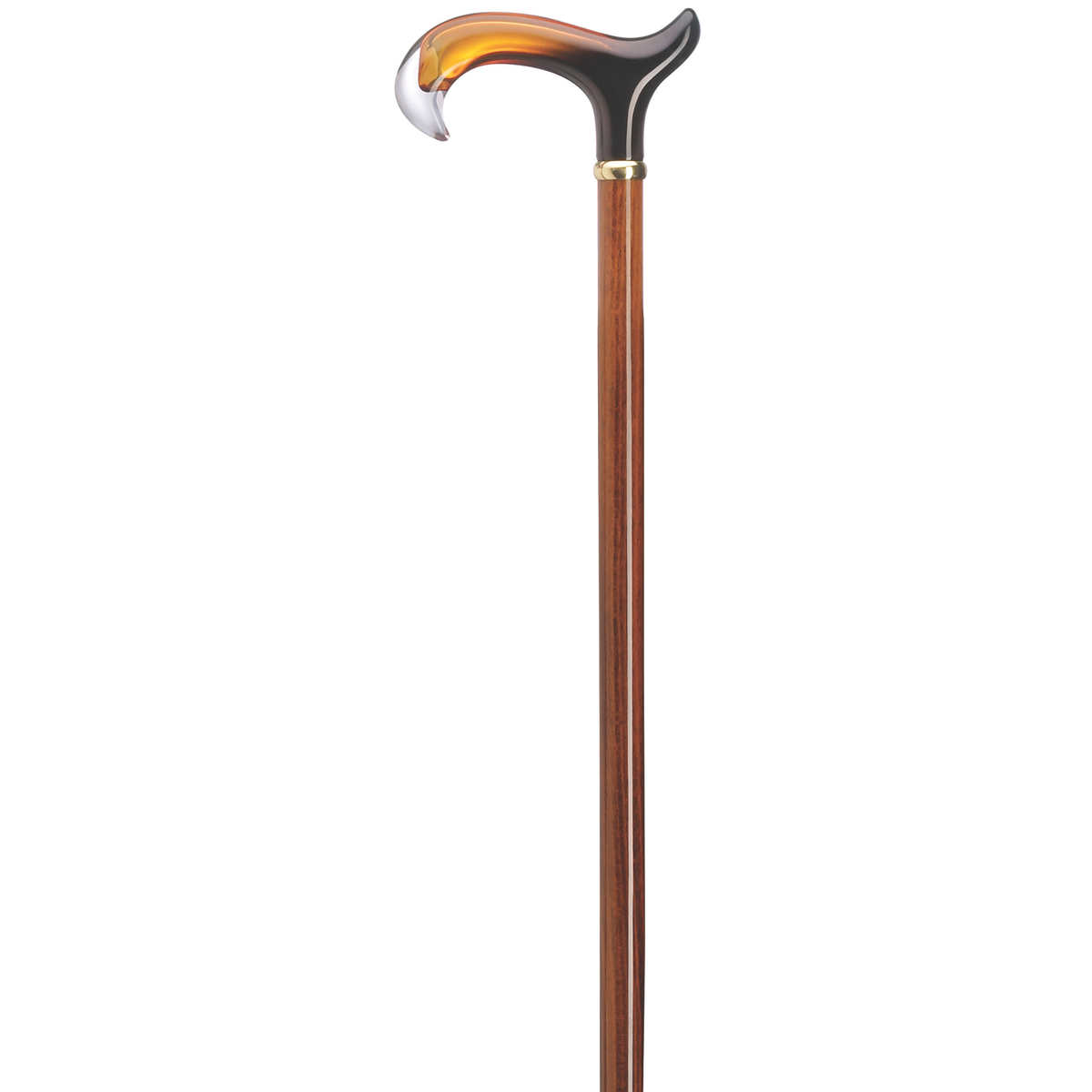 Elegant Amber Acrylic Derby Handle Cane with Cherry Stained Shaft