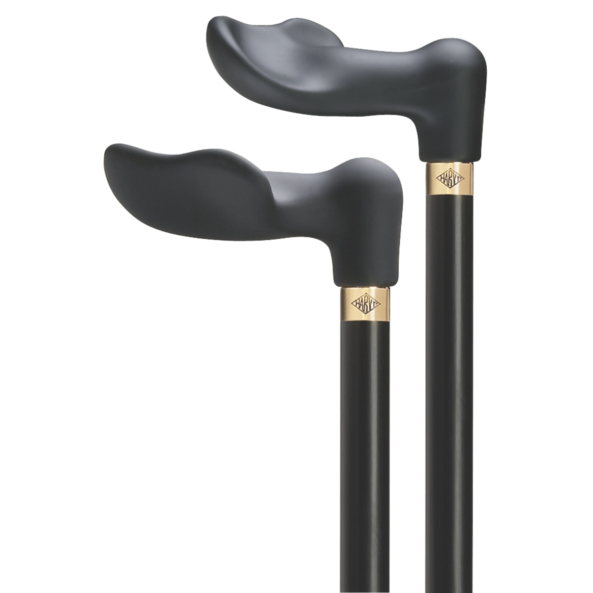 Elegant Black Walking Cane with Soft Palm Grip & Brass Accent - 36 Inch