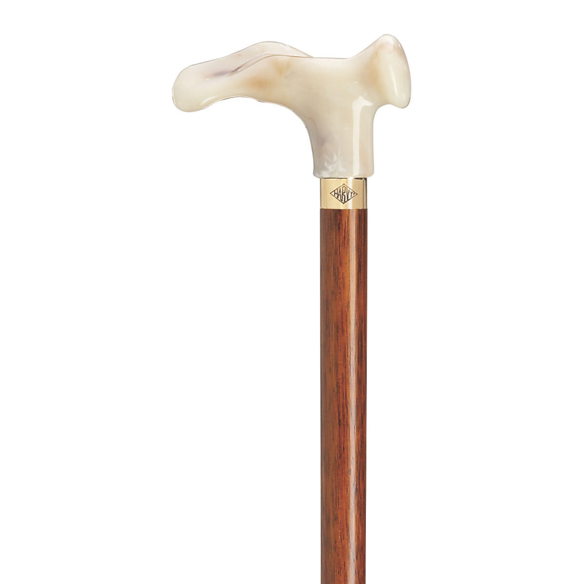 Comfort Grip Cherry Wood Walking Cane with Stylish Brass Ring