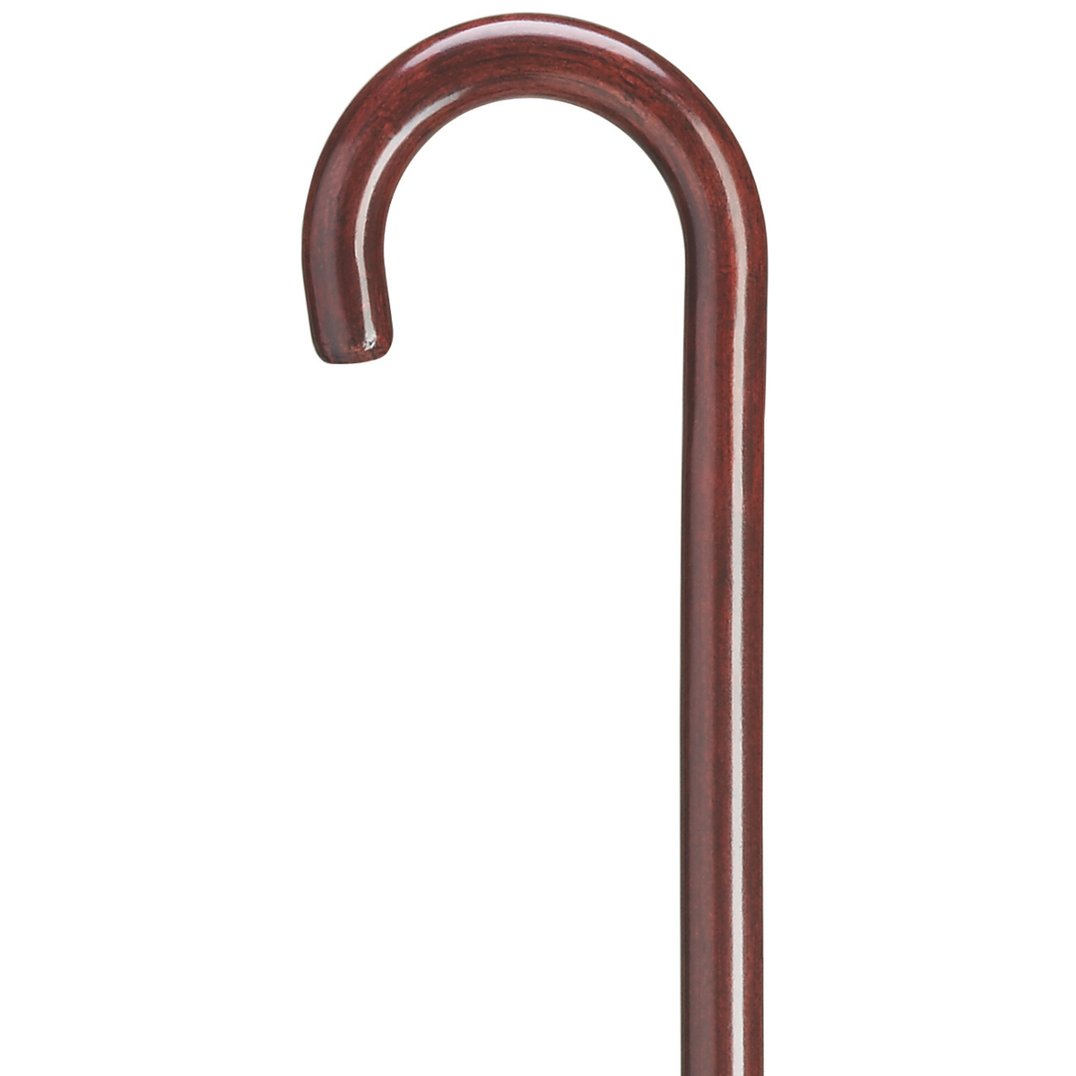 Laminated 1" Round Nose Crook Cane - Mahogany